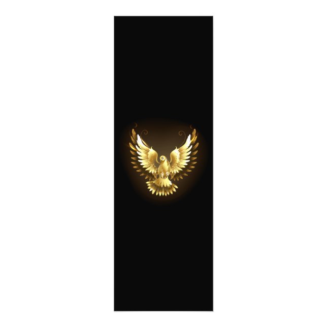 Faux Gold Foil Peace Dove on Black Fototryck (Framsidan)