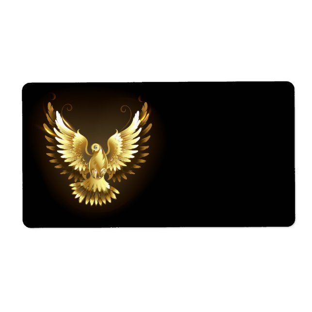 Faux Gold Foil Peace Dove on Black Fraktsedel (Framsidan)