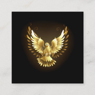 Faux Gold Foil Peace Dove on Black Fyrkantigt Visitkort