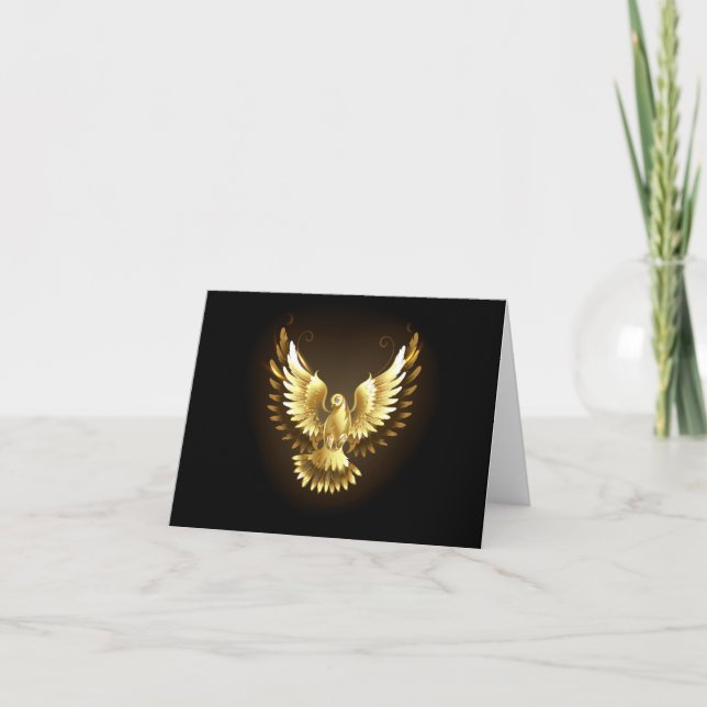 Faux Gold Foil Peace Dove on Black Helgkort (Framsida)