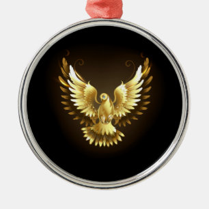 Faux Gold Foil Peace Dove on Black Julgransprydnad Metall