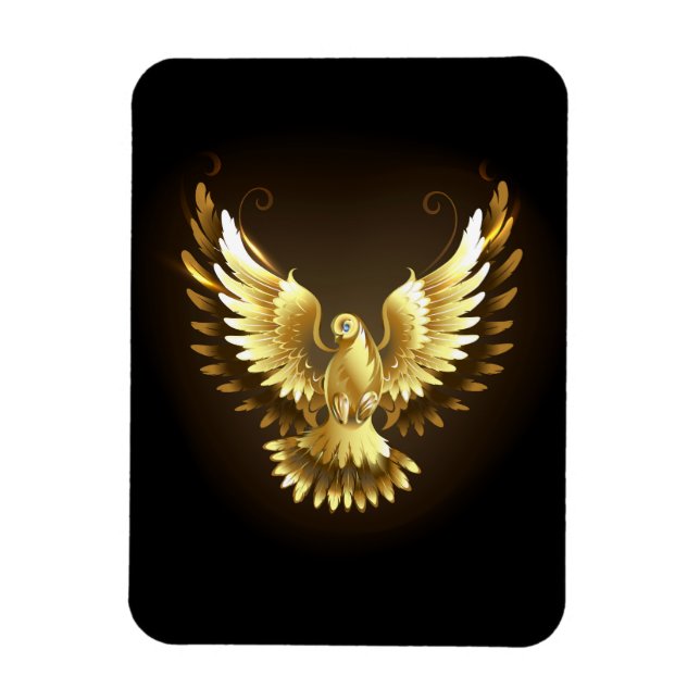 Faux Gold Foil Peace Dove on Black Magnet (Vertikal)