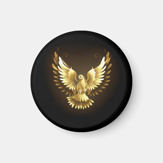Faux Gold Foil Peace Dove on Black Magnet (Framsidan)