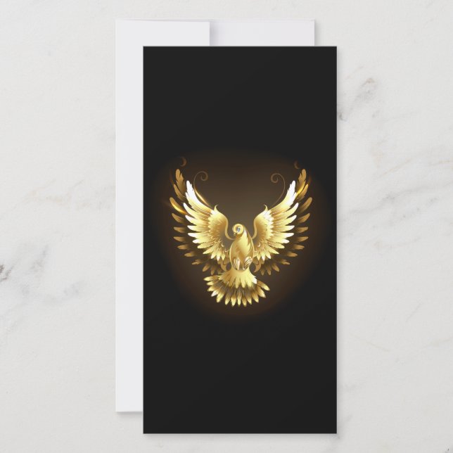 Faux Gold Foil Peace Dove on Black Meddelande (Framsida)