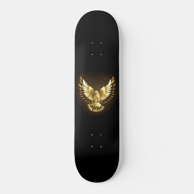 Faux Gold Foil Peace Dove on Black Mini Skateboard Bräda 18,5 Cm (Framsida)