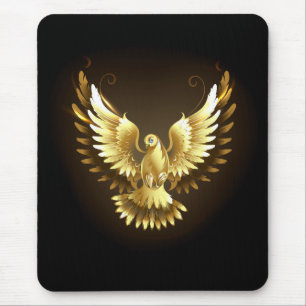 Faux Gold Foil Peace Dove on Black Musmatta