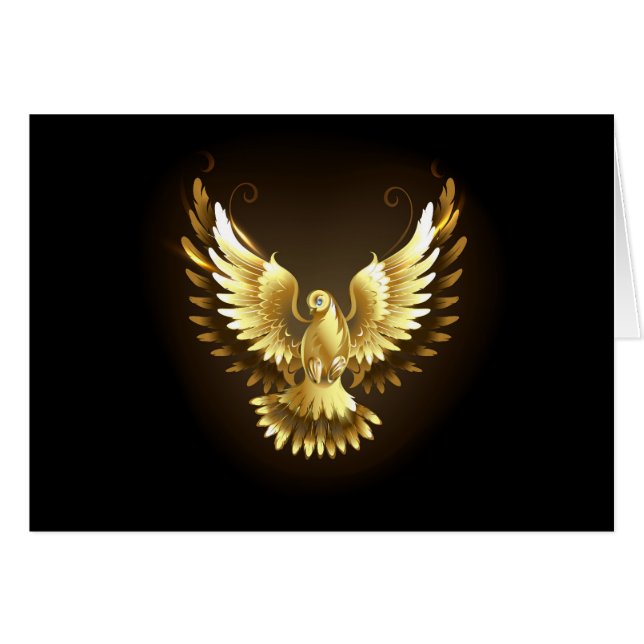 Faux Gold Foil Peace Dove on Black OBS Kort (Framsidan Horizontal)