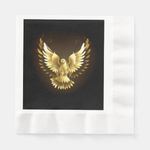 Faux Gold Foil Peace Dove on Black Pappersservett