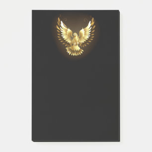Faux Gold Foil Peace Dove on Black Post-it Block