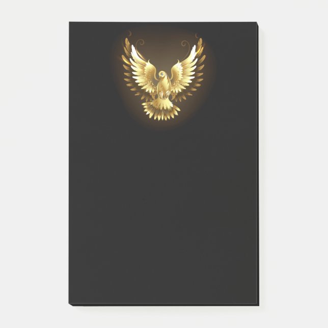 Faux Gold Foil Peace Dove on Black Post-it Block (Framsida)