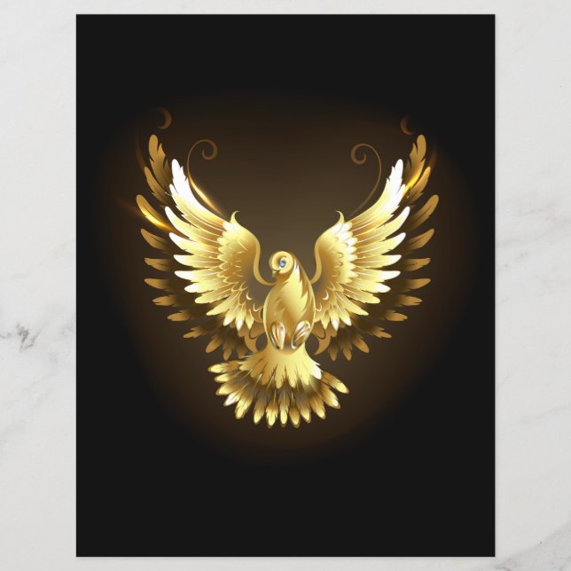 Faux Gold Foil Peace Dove on Black Reklamblad (Framsidan)