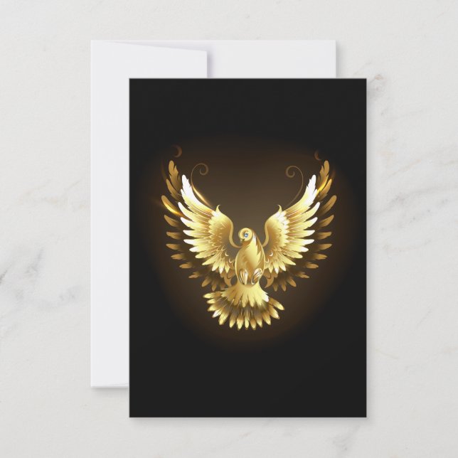 Faux Gold Foil Peace Dove on Black Spara Datumet (Framsida)