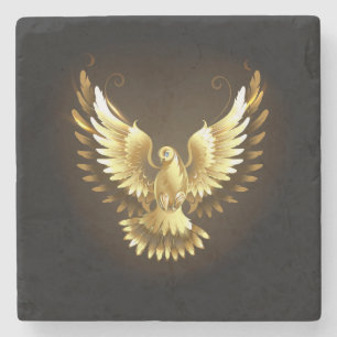 Faux Gold Foil Peace Dove on Black Stenunderlägg