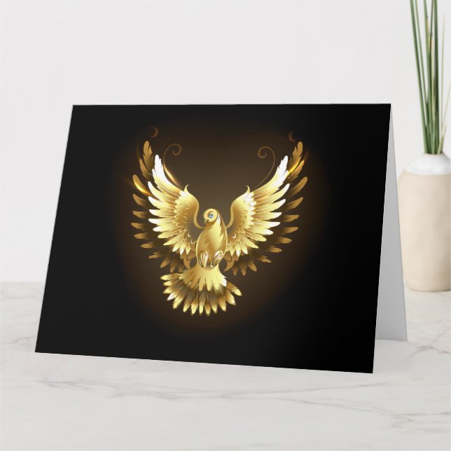Faux Gold Foil Peace Dove on Black Tack Kort (Framsida)
