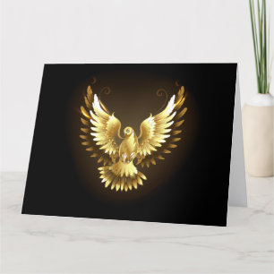 Faux Gold Foil Peace Dove on Black Tack Kort