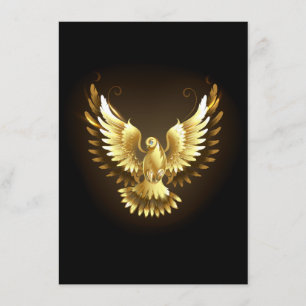 Faux Gold Foil Peace Dove on Black Tilläggskort