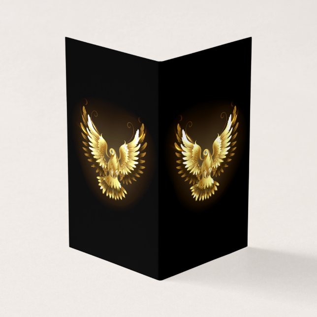 Faux Gold Foil Peace Dove on Black Visitkort (Utsida)