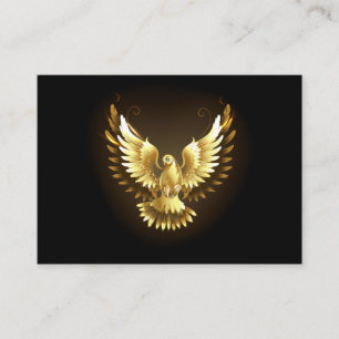 Faux Gold Foil Peace Dove on Black Visitkort