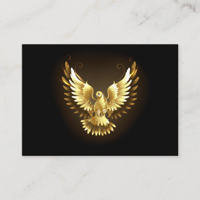 Faux Gold Foil Peace Dove on Black Visitkort (Framsida)