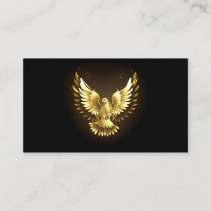 Faux Gold Foil Peace Dove on Black Visitkort