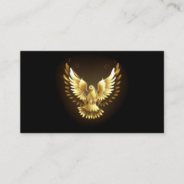 Faux Gold Foil Peace Dove on Black Visitkort (Framsida)