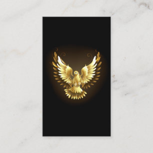 Faux Gold Foil Peace Dove on Black Visitkort