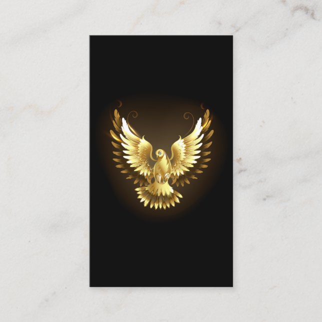 Faux Gold Foil Peace Dove on Black Visitkort (Framsida)