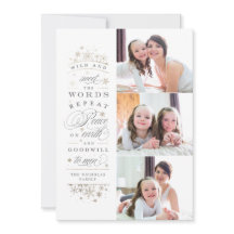 Faux Gold Foil Peace on Earth Photo Helgdag Card