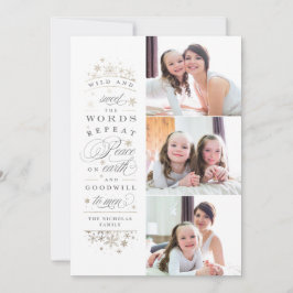 Faux Gold Foil Peace on Earth Photo Helgdag Card Julkort