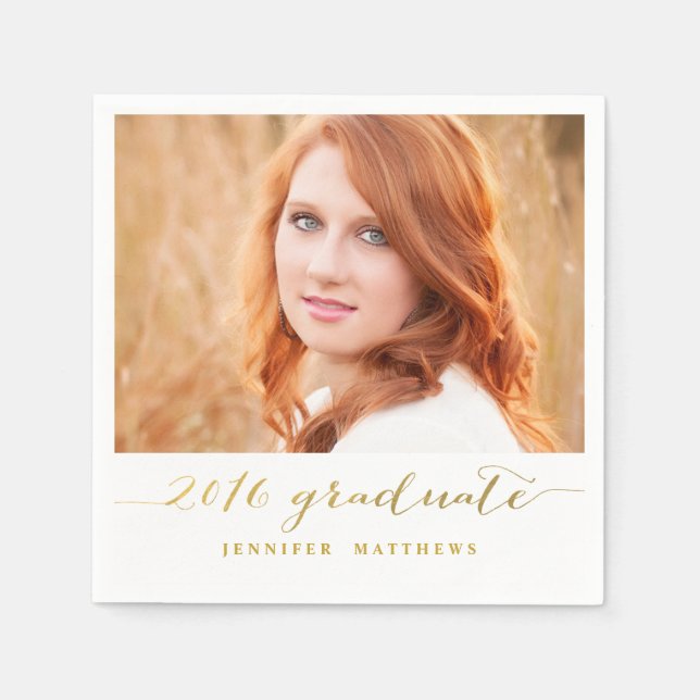 Faux Gold Foil Photo | Student Pappra Napkins Pappersservett (Framsidan)