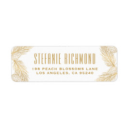 Faux Gold Foil Pinecones och Gräs Nål Helgdag Returadress Etikett