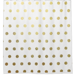 Faux Gold Foil Polka Dot Bathroom Shower Curtain
