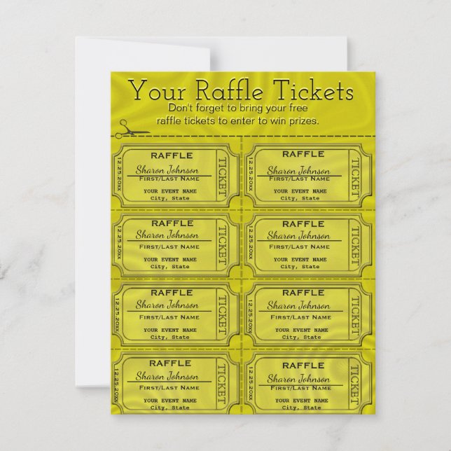 Faux Gold Foil Raffle Biljett Kort (Framsida)