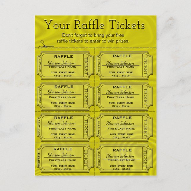 Faux Gold Foil Raffle Biljett Vykort (Framsida)