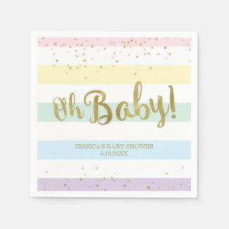Faux Gold Foil Rainbow Rand Oh Baby Shower Pappersservett