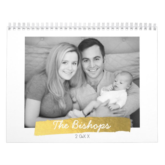 Faux Gold Foil Rand Photo Calendar Kalender (Omslag)