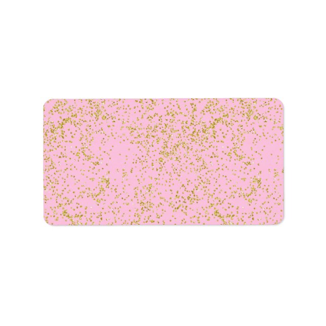 Faux Gold Foil Rosa Background Sprinkle Glitter Adressetikett (Framsidan)