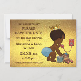 Faux Gold Foil Save Date Ethnic Prince Mobil Magnetisk Inbjudningskort