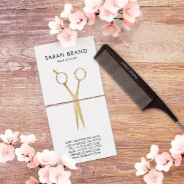 Faux Gold Foil Scissors Hair Stylist Fyrkantigt Visitkort
