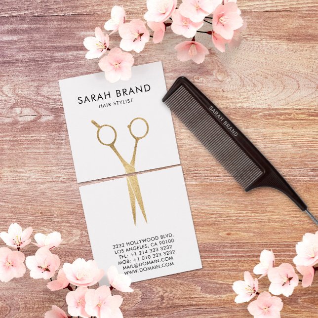 Faux Gold Foil Scissors Hair Stylist Fyrkantigt Visitkort (Skapare uppladdad)