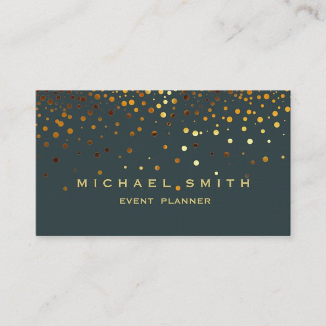 Faux Gold Foil Subtle Glitter Blue Affärskort Visitkort (Framsida)