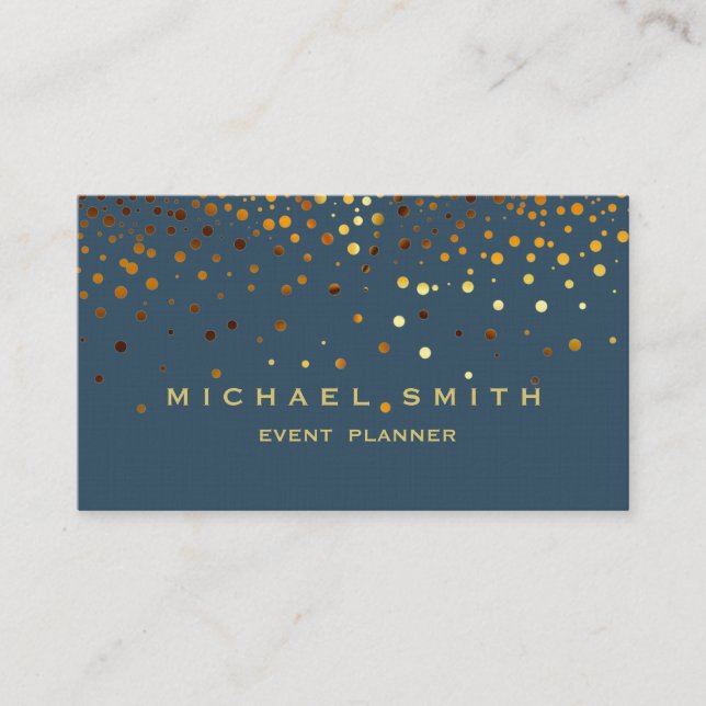 Faux Gold Foil Subtle Glitter Blue Affärskort Visitkort (Framsida)
