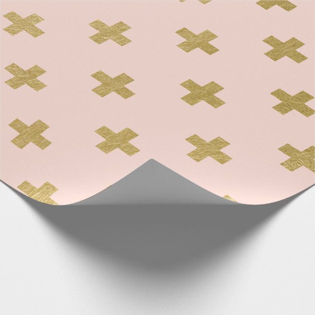 Faux Gold Foil Swiss Kor Mönster Presentpapper (Hörn)