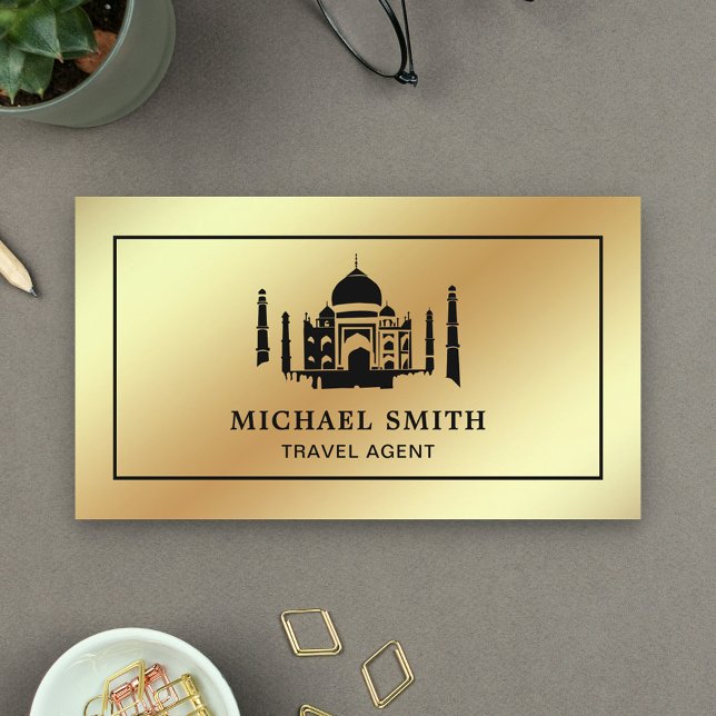 Faux Gold Foil Taj Mahal Travel Agent Visitkort (Skapare uppladdad)