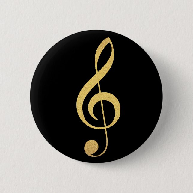 Faux Gold Foil Treble Clef Musical Button Knapp (Framsida)