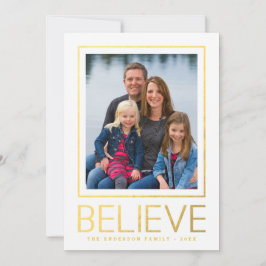 Faux Gold Foil tror Modern Ram Helgdag Photo Julkort