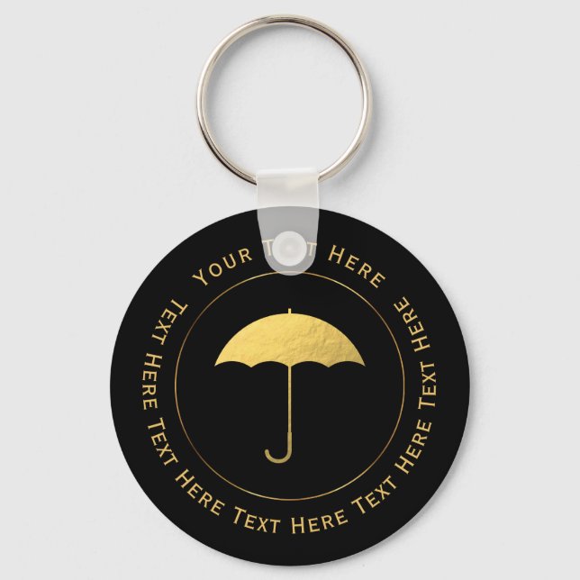 Faux Gold Foil Umbrella Nyckelring (Framsida)