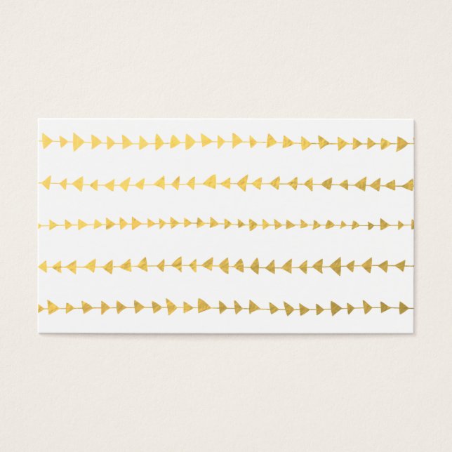 Faux Gold Foil White Arrows Mönster Visitkort (Framsidan)