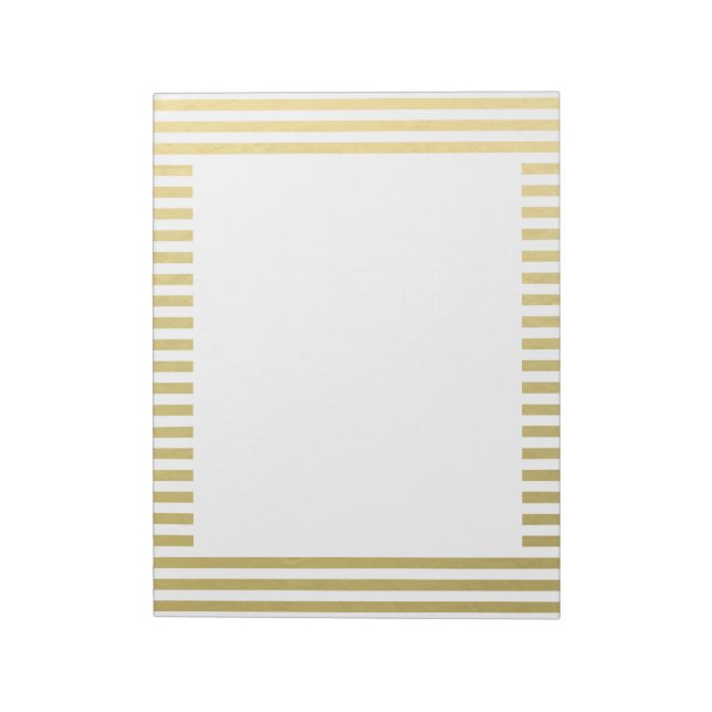Faux Gold Foil White Rand Mönster Anteckningsblock (Roterad)