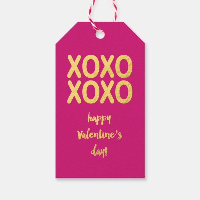 Faux Gold Foil XOXO | Alla hjärtans dag-Märkre Presentetikett (Framsidan)